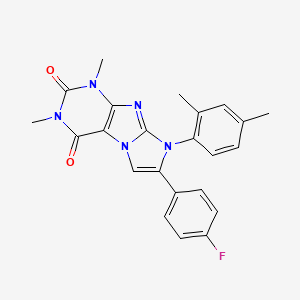 molecular formula C23H20FN5O2 B2408696 8-(2,4-dimethylphenyl)-7-(4-fluorophenyl)-1,3-dimethyl-1H-imidazo[2,1-f]purine-2,4(3H,8H)-dione CAS No. 923462-38-8
