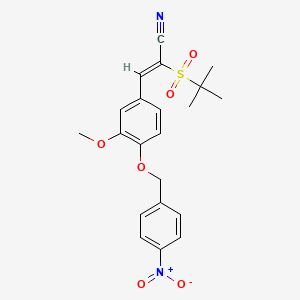 2-((Tert-butyl)sulfonyl)-3-(3-methoxy-4-((4-nitrophenyl)methoxy)phenyl)prop-2-enenitrile
