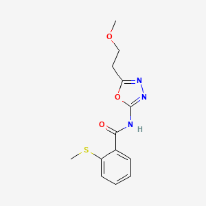molecular formula C13H15N3O3S B2408701 N-(5-(2-methoxyethyl)-1,3,4-oxadiazol-2-yl)-2-(methylthio)benzamide CAS No. 1396848-93-3