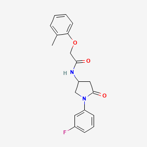 molecular formula C19H19FN2O3 B2408762 N-[1-(3-fluorophenyl)-5-oxopyrrolidin-3-yl]-2-(2-methylphenoxy)acetamide CAS No. 896290-58-7