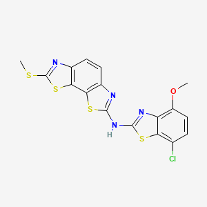 molecular formula C17H11ClN4OS4 B2408763 N-(7-chloro-4-methoxy-1,3-benzothiazol-2-yl)-2-methylsulfanyl-[1,3]thiazolo[4,5-g][1,3]benzothiazol-7-amine CAS No. 1286703-70-5