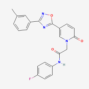 molecular formula C22H17FN4O3 B2408768 N-(4-fluorophenyl)-2-{5-[3-(3-methylphenyl)-1,2,4-oxadiazol-5-yl]-2-oxopyridin-1(2H)-yl}acetamide CAS No. 1326871-85-5