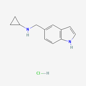 molecular formula C12H15ClN2 B2408769 N-(1H-indol-5-ylmethyl)cyclopropanamine hydrochloride CAS No. 1158201-57-0