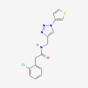 molecular formula C15H13ClN4OS B2408775 2-(2-chlorophenyl)-N-((1-(thiophen-3-yl)-1H-1,2,3-triazol-4-yl)methyl)acetamide CAS No. 2034265-65-9
