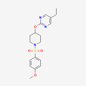 molecular formula C18H23N3O4S B2408776 5-Ethyl-2-[1-(4-methoxyphenyl)sulfonylpiperidin-4-yl]oxypyrimidine CAS No. 2380085-95-8