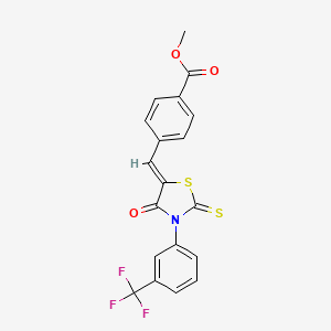 molecular formula C19H12F3NO3S2 B2408779 (Z)-methyl 4-((4-oxo-2-thioxo-3-(3-(trifluoromethyl)phenyl)thiazolidin-5-ylidene)methyl)benzoate CAS No. 306323-40-0