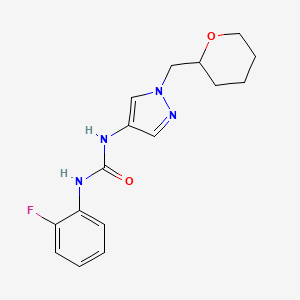 molecular formula C16H19FN4O2 B2408781 1-(2-fluorophenyl)-3-(1-((tetrahydro-2H-pyran-2-yl)methyl)-1H-pyrazol-4-yl)urea CAS No. 2034322-51-3