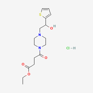 molecular formula C16H25ClN2O4S B2408820 Ethyl 4-(4-(2-hydroxy-2-(thiophen-2-yl)ethyl)piperazin-1-yl)-4-oxobutanoate hydrochloride CAS No. 1351659-26-1