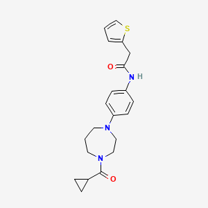 molecular formula C21H25N3O2S B2408837 N-(4-(4-(cyclopropanecarbonyl)-1,4-diazepan-1-yl)phenyl)-2-(thiophen-2-yl)acetamide CAS No. 1206992-05-3