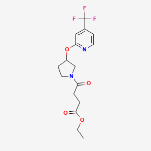 molecular formula C16H19F3N2O4 B2408850 Ethyl 4-oxo-4-(3-((4-(trifluoromethyl)pyridin-2-yl)oxy)pyrrolidin-1-yl)butanoate CAS No. 2034241-65-9