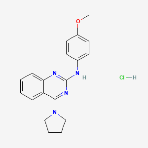 molecular formula C19H21ClN4O B2408916 N-(4-methoxyphenyl)-4-(pyrrolidin-1-yl)quinazolin-2-amine hydrochloride CAS No. 1052527-69-1