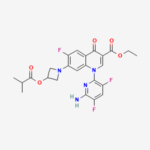 molecular formula C24H23F3N4O5 B2408956 Ethyl 1-(6-amino-3,5-difluoropyridin-2-yl)-6-fluoro-7-(3-(isobutyryloxy)azetidin-1-yl)-4-oxo-1,4-dihydroquinoline-3-carboxylate CAS No. 442526-91-2