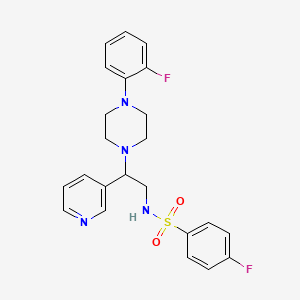 4-fluoro-N-(2-(4-(2-fluorophenyl)piperazin-1-yl)-2-(pyridin-3-yl)ethyl)benzenesulfonamide