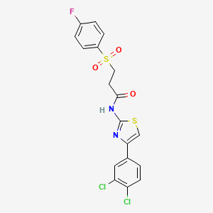 N-(4-(3,4-dichlorophenyl)thiazol-2-yl)-3-((4-fluorophenyl)sulfonyl)propanamide