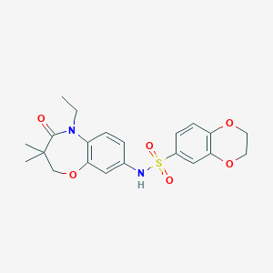 molecular formula C21H24N2O6S B2408961 N-(5-ethyl-3,3-dimethyl-4-oxo-2,3,4,5-tetrahydrobenzo[b][1,4]oxazepin-8-yl)-2,3-dihydrobenzo[b][1,4]dioxine-6-sulfonamide CAS No. 922094-03-9