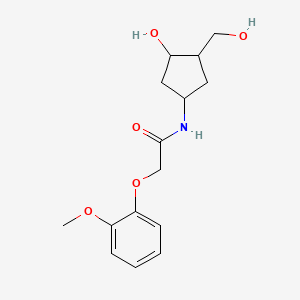 molecular formula C15H21NO5 B2408962 N-(3-hydroxy-4-(hydroxymethyl)cyclopentyl)-2-(2-methoxyphenoxy)acetamide CAS No. 1421481-83-5