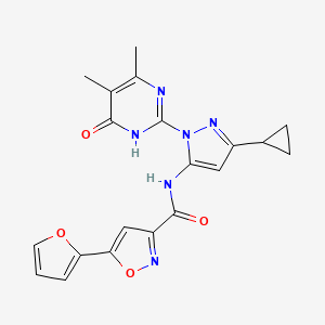 N-(3-cyclopropyl-1-(4,5-dimethyl-6-oxo-1,6-dihydropyrimidin-2-yl)-1H-pyrazol-5-yl)-5-(furan-2-yl)isoxazole-3-carboxamide