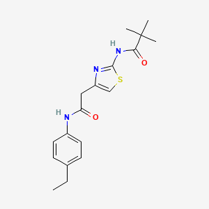 molecular formula C18H23N3O2S B2409029 N-(4-(2-((4-ethylphenyl)amino)-2-oxoethyl)thiazol-2-yl)pivalamide CAS No. 921776-14-9