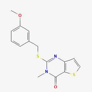 molecular formula C15H14N2O2S2 B2409031 2-[(3-methoxybenzyl)sulfanyl]-3-methylthieno[3,2-d]pyrimidin-4(3H)-one CAS No. 931083-05-5