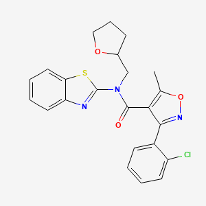 molecular formula C23H20ClN3O3S B2409033 N-(benzo[d]thiazol-2-yl)-3-(2-chlorophenyl)-5-methyl-N-((tetrahydrofuran-2-yl)methyl)isoxazole-4-carboxamide CAS No. 1172771-51-5