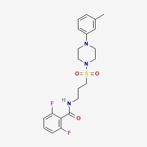 molecular formula C21H25F2N3O3S B2409034 2,6-difluoro-N-(3-((4-(m-tolyl)piperazin-1-yl)sulfonyl)propyl)benzamide CAS No. 1020982-37-9