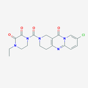 molecular formula C18H18ClN5O4 B2409035 1-(8-chloro-11-oxo-2,3,4,11-tetrahydro-1H-dipyrido[1,2-a:4',3'-d]pyrimidine-2-carbonyl)-4-ethylpiperazine-2,3-dione CAS No. 2034506-46-0