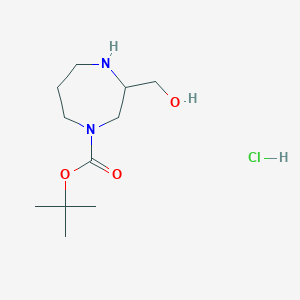 molecular formula C11H23ClN2O3 B2409044 N-Boc-3-(hydroxymethyl)-1,4-diazepane-HCl CAS No. 1179360-20-3; 2061979-40-4