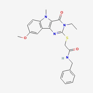 N-benzyl-2-((3-ethyl-8-methoxy-5-methyl-4-oxo-4,5-dihydro-3H-pyrimido[5,4-b]indol-2-yl)thio)acetamide