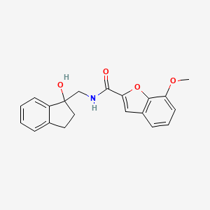 molecular formula C20H19NO4 B2409080 N-((1-hydroxy-2,3-dihydro-1H-inden-1-yl)methyl)-7-methoxybenzofuran-2-carboxamide CAS No. 1351600-22-0