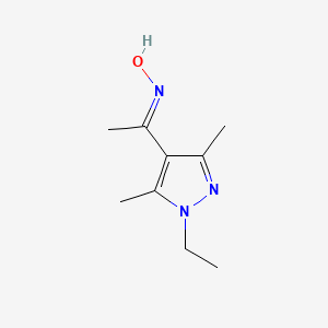 molecular formula C9H15N3O B2409088 (1E)-1-(1-ethyl-3,5-dimethyl-1H-pyrazol-4-yl)ethanone oxime CAS No. 943100-95-6