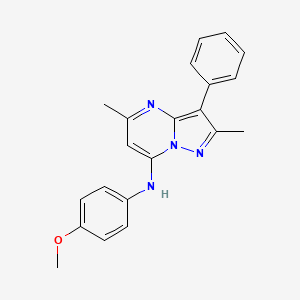 molecular formula C21H20N4O B2409090 N-(4-methoxyphenyl)-2,5-dimethyl-3-phenylpyrazolo[1,5-a]pyrimidin-7-amine CAS No. 877788-04-0