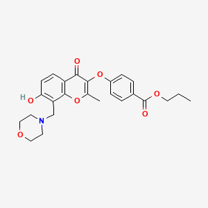 molecular formula C25H27NO7 B2409101 propyl 4-({7-hydroxy-2-methyl-8-[(morpholin-4-yl)methyl]-4-oxo-4H-chromen-3-yl}oxy)benzoate CAS No. 845989-03-9
