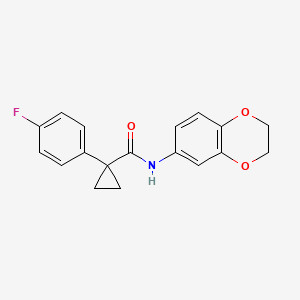molecular formula C18H16FNO3 B2409136 N-(2,3-dihydro-1,4-benzodioxin-6-yl)-1-(4-fluorophenyl)cyclopropane-1-carboxamide CAS No. 1091381-96-2