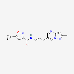 5-cyclopropyl-N-(3-(2-methylpyrazolo[1,5-a]pyrimidin-6-yl)propyl)isoxazole-3-carboxamide
