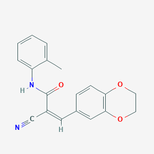 (Z)-2-Cyano-3-(2,3-dihydro-1,4-benzodioxin-6-yl)-N-(2-methylphenyl)prop-2-enamide