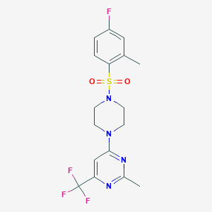 4-(4-((4-Fluoro-2-methylphenyl)sulfonyl)piperazin-1-yl)-2-methyl-6-(trifluoromethyl)pyrimidine