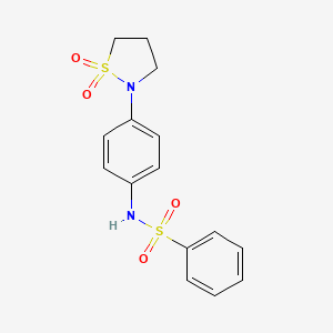 molecular formula C15H16N2O4S2 B2409208 N-[4-(1,1-dioxo-1lambda6,2-thiazolidin-2-yl)phenyl]benzenesulfonamide CAS No. 941974-33-0