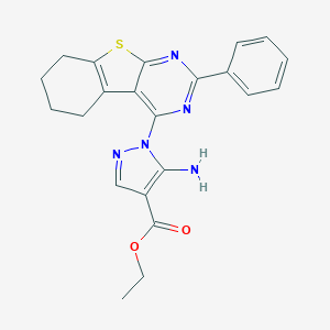 ethyl 5-amino-1-(2-phenyl-5,6,7,8-tetrahydro[1]benzothieno[2,3-d]pyrimidin-4-yl)-1H-pyrazole-4-carboxylate