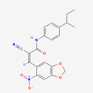 (Z)-N-(4-Butan-2-ylphenyl)-2-cyano-3-(6-nitro-1,3-benzodioxol-5-yl)prop-2-enamide
