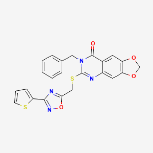 7-benzyl-6-(((3-(thiophen-2-yl)-1,2,4-oxadiazol-5-yl)methyl)thio)-[1,3]dioxolo[4,5-g]quinazolin-8(7H)-one