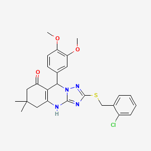 2-((2-chlorobenzyl)thio)-9-(3,4-dimethoxyphenyl)-6,6-dimethyl-5,6,7,9-tetrahydro-[1,2,4]triazolo[5,1-b]quinazolin-8(4H)-one
