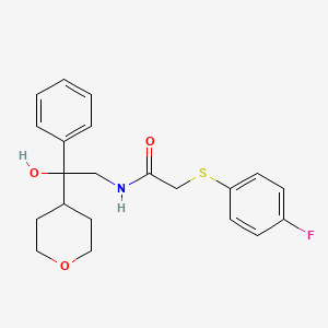 2-((4-fluorophenyl)thio)-N-(2-hydroxy-2-phenyl-2-(tetrahydro-2H-pyran-4-yl)ethyl)acetamide