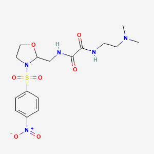 N1-(2-(dimethylamino)ethyl)-N2-((3-((4-nitrophenyl)sulfonyl)oxazolidin-2-yl)methyl)oxalamide
