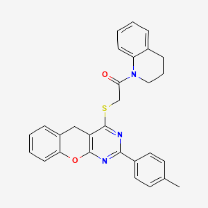 1-(3,4-dihydroquinolin-1(2H)-yl)-2-((2-(p-tolyl)-5H-chromeno[2,3-d]pyrimidin-4-yl)thio)ethanone