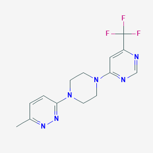 molecular formula C14H15F3N6 B2409266 3-Methyl-6-[4-[6-(trifluoromethyl)pyrimidin-4-yl]piperazin-1-yl]pyridazine CAS No. 2380169-52-6