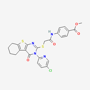 molecular formula C25H21ClN4O4S2 B2409275 4-[[2-[[3-(5-氯吡啶-2-基)-4-氧代-5,6,7,8-四氢-[1]苯并噻唑[2,3-d]嘧啶-2-基]硫代]乙酰]氨基]苯甲酸甲酯 CAS No. 380342-97-2