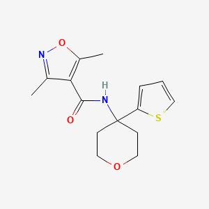 3,5-dimethyl-N-(4-(thiophen-2-yl)tetrahydro-2H-pyran-4-yl)isoxazole-4-carboxamide