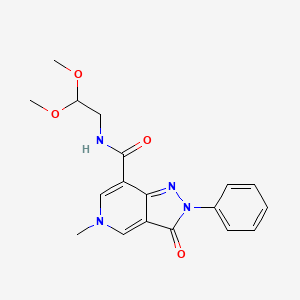 molecular formula C18H20N4O4 B2409287 N-(2,2-dimethoxyethyl)-5-methyl-3-oxo-2-phenyl-2H,3H,5H-pyrazolo[4,3-c]pyridine-7-carboxamide CAS No. 923233-43-6