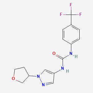 molecular formula C15H15F3N4O2 B2409295 1-(1-(tetrahydrofuran-3-yl)-1H-pyrazol-4-yl)-3-(4-(trifluoromethyl)phenyl)urea CAS No. 1797984-44-1