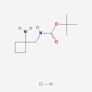 molecular formula C10H21ClN2O2 B2409297 Tert-butyl N-[(1-aminocyclobutyl)methyl]carbamate;hydrochloride CAS No. 2416236-73-0